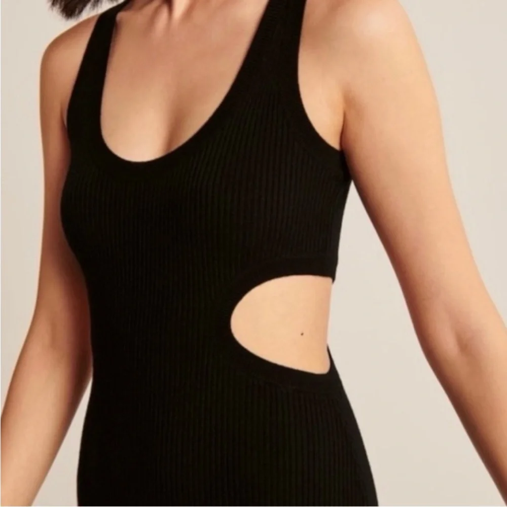 Abercrombie & Fitch  Black Cutout‎ Ribbed Tank Midi Dress Size M